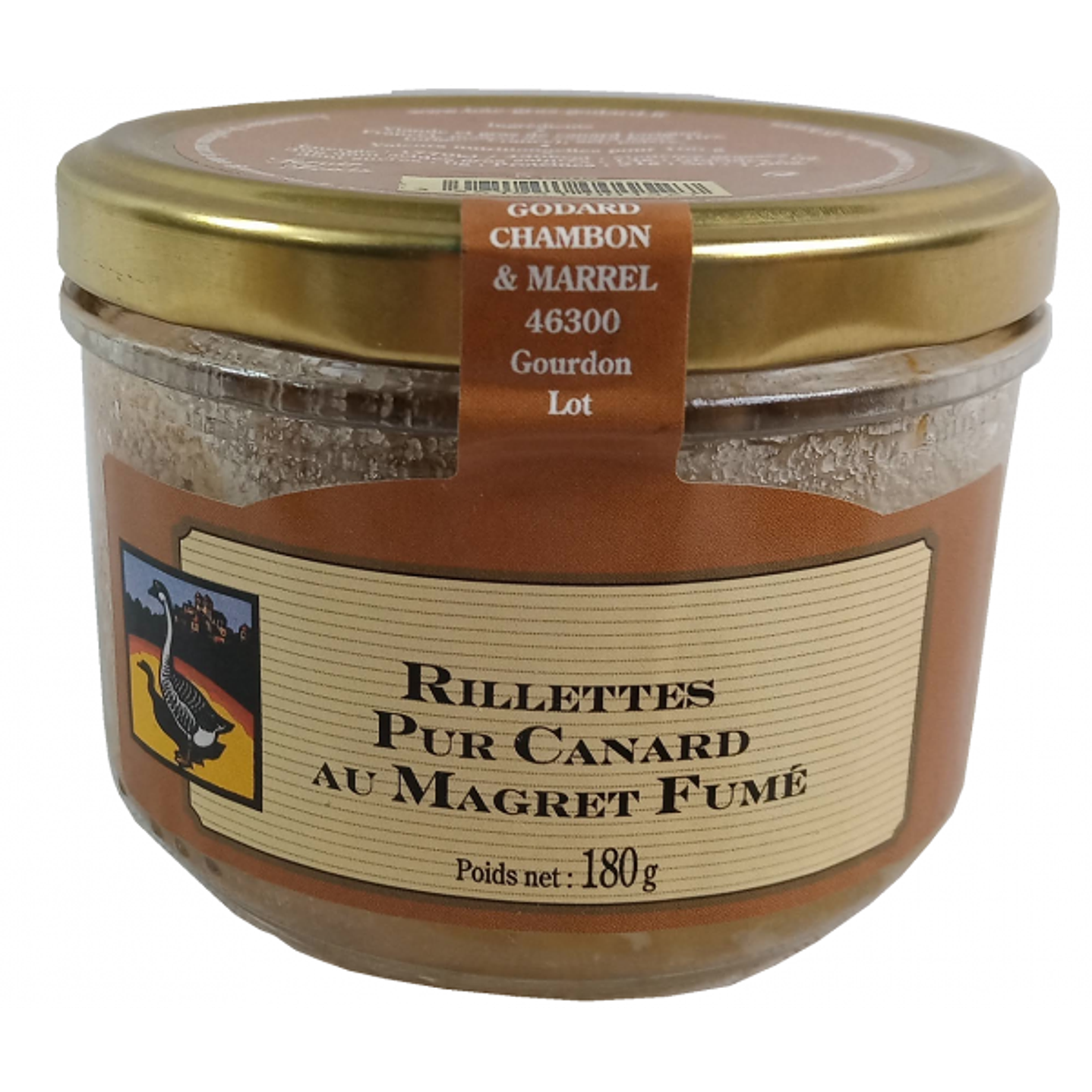 Rillettes pur canard au magret fumé (reykt andabringa) 180g.
