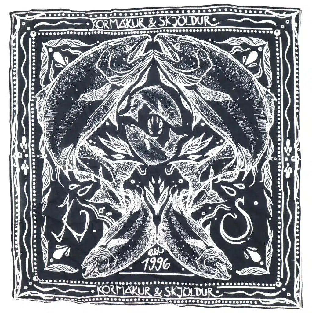 K&S Hálsklútur Bandana Svartur Lax