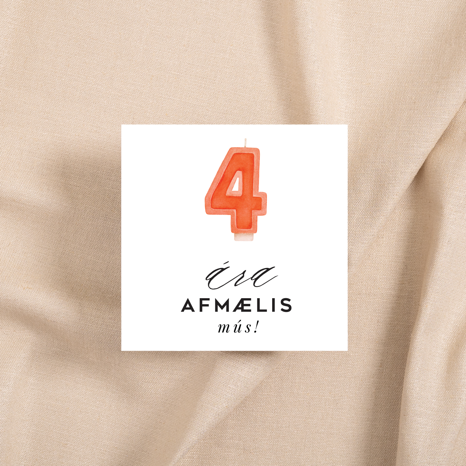 Tækifæriskort -"Afmælismús 4 ára"