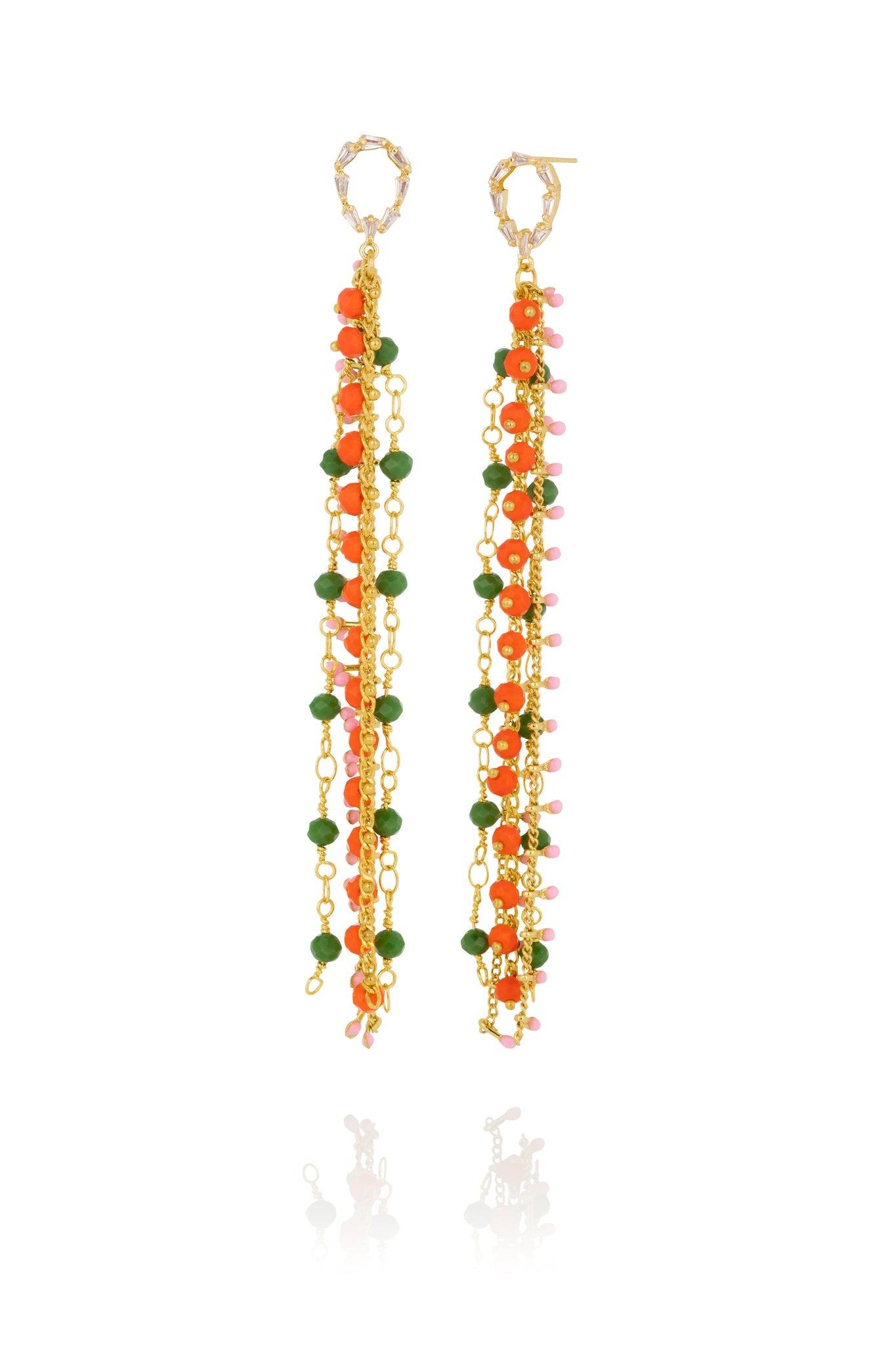 Blóm - Earrings Frill Green, Orange