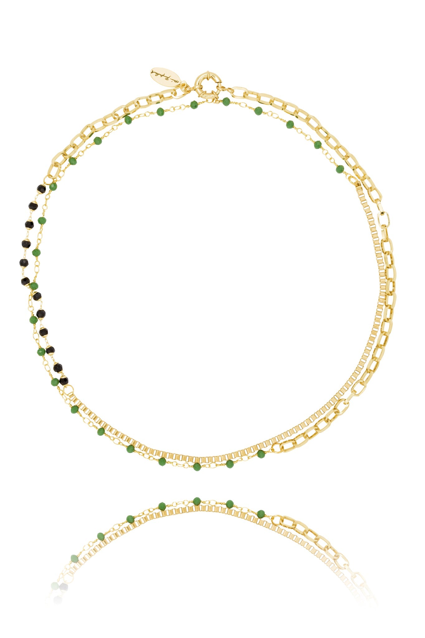 Blóm - Necklace Long Green/Black
