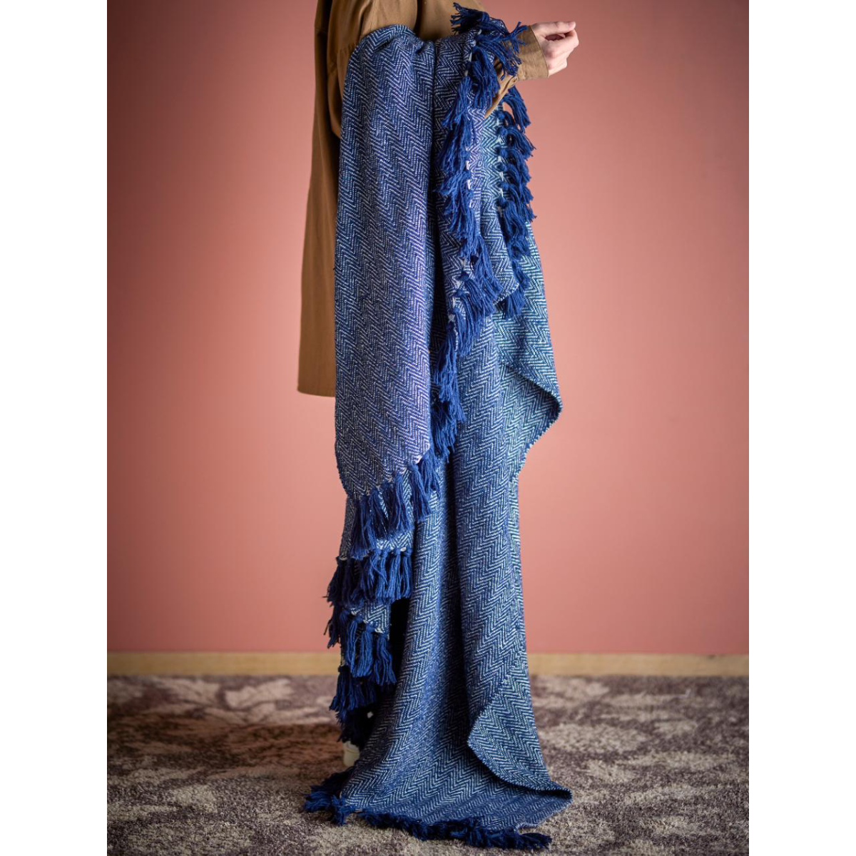 Teppi, HERRINGBONE blátt 130x160cm