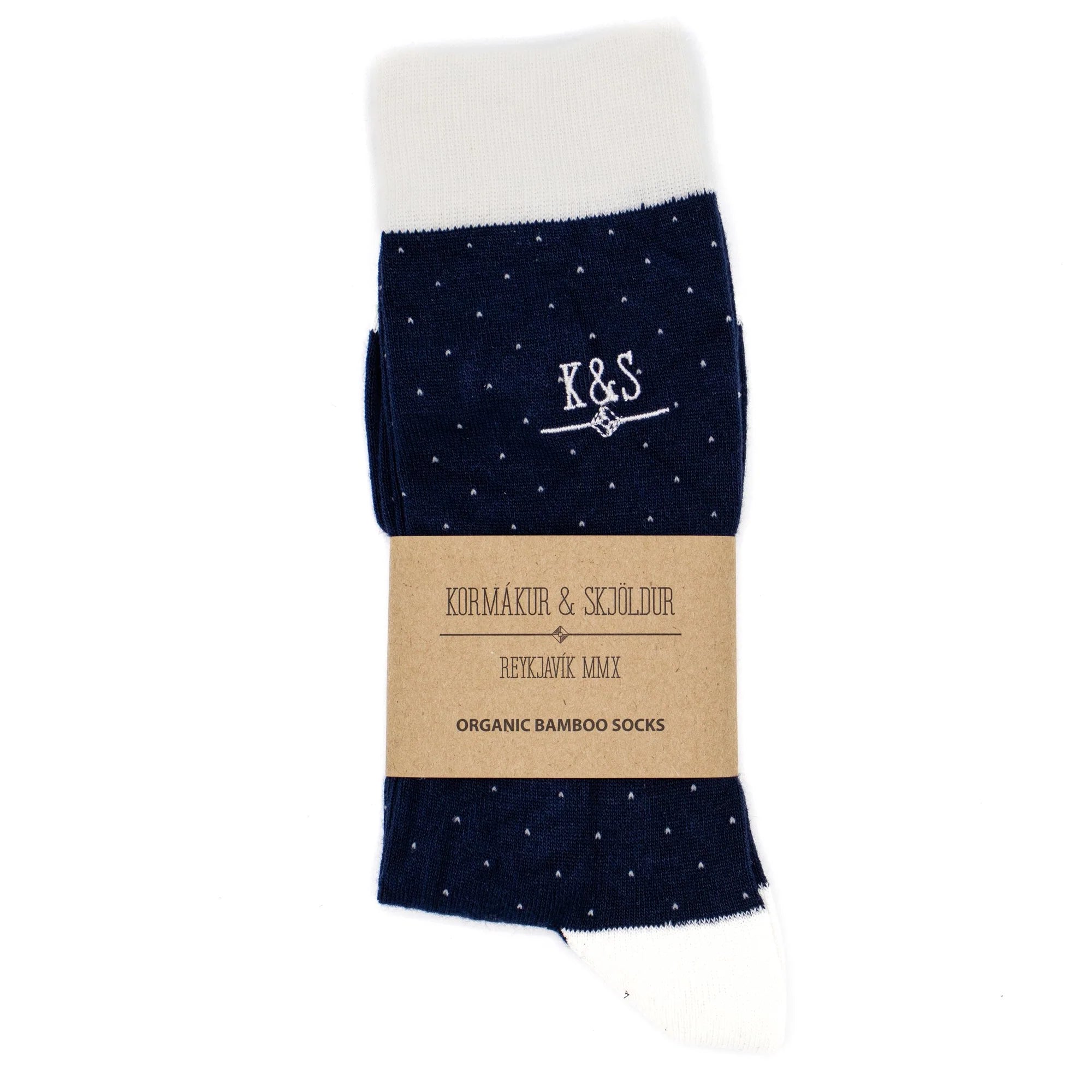 K&S Sokkar - navy með hvítum doppum