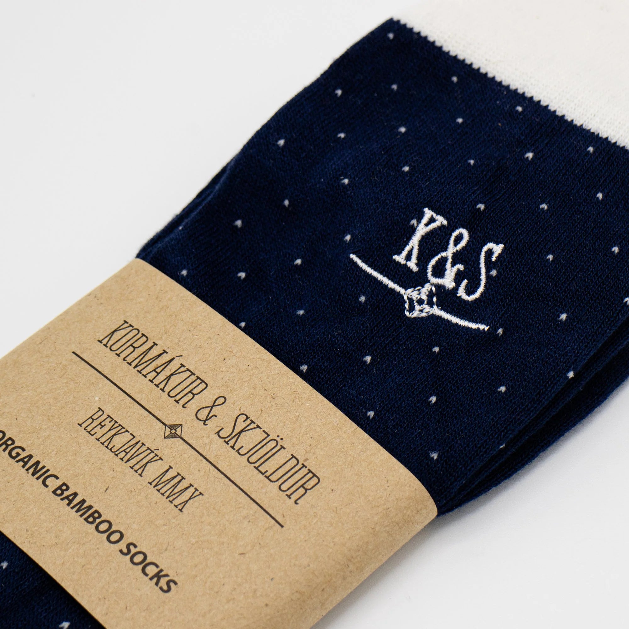 K&S Sokkar - navy með hvítum doppum