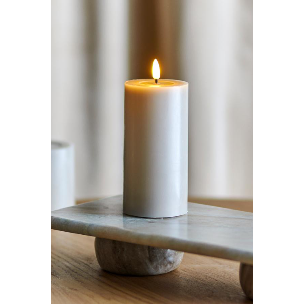 PONZA – LED kubbakerti, beige 7,5x15cm