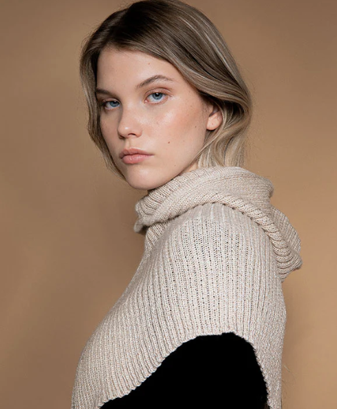 Alpaca Rib Hood - Creme Twist