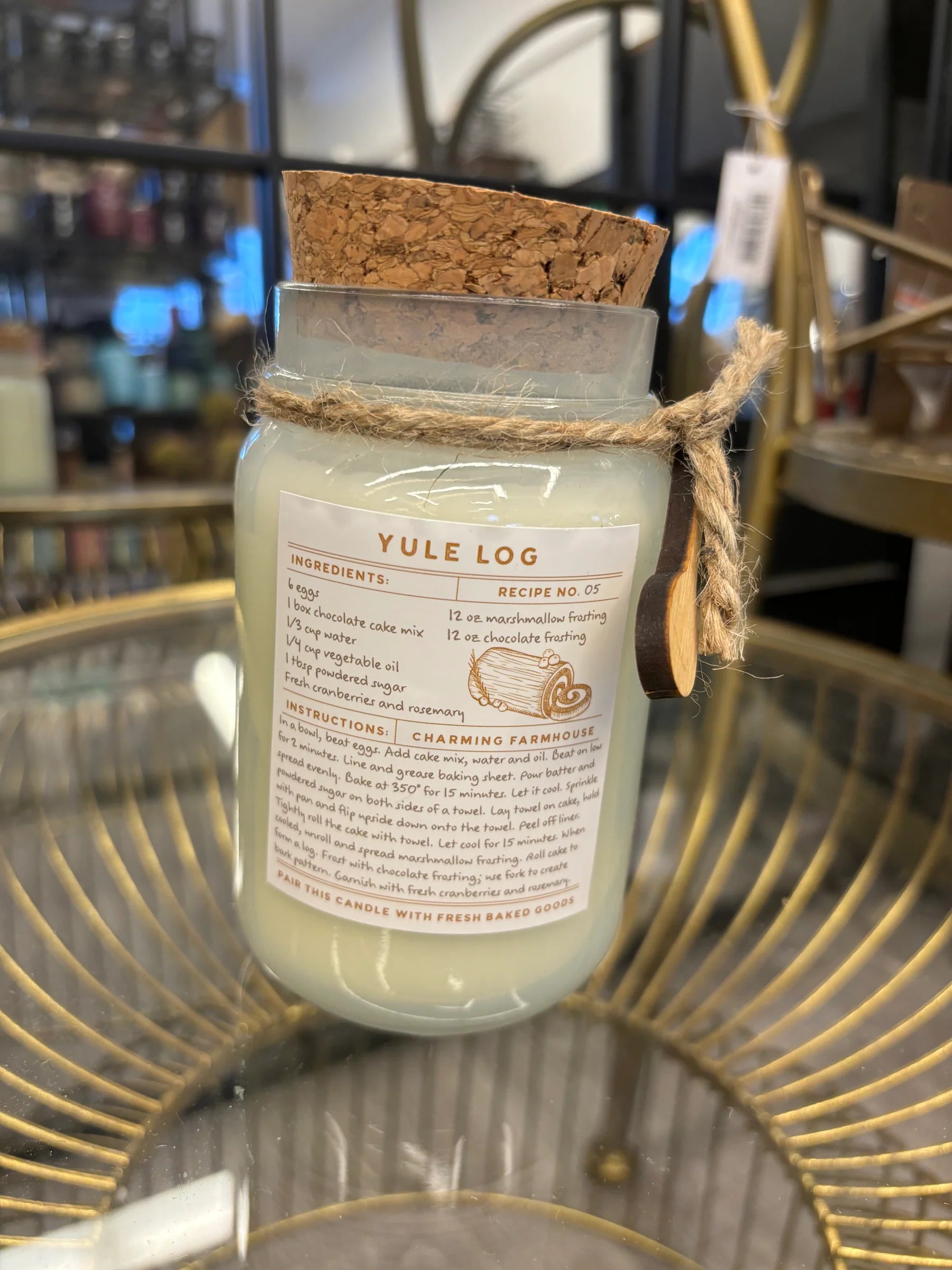 Yule Log ilmkerti með tréskeið