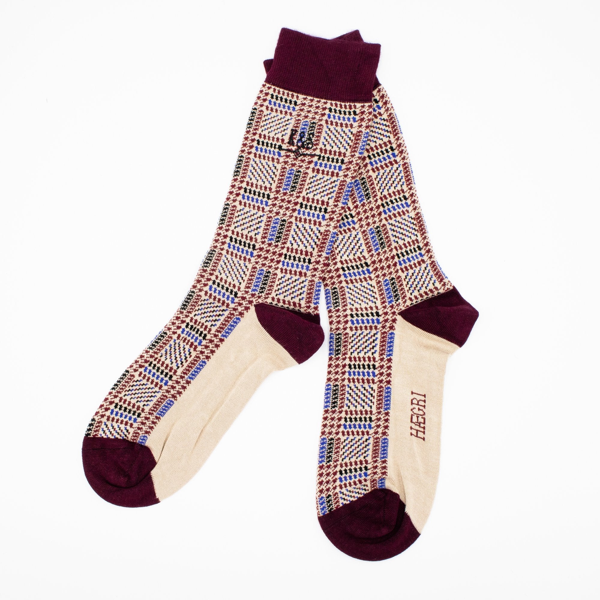 K&S SOKKAR - VÍNRAUÐIR OG KÖFLÓTTIR