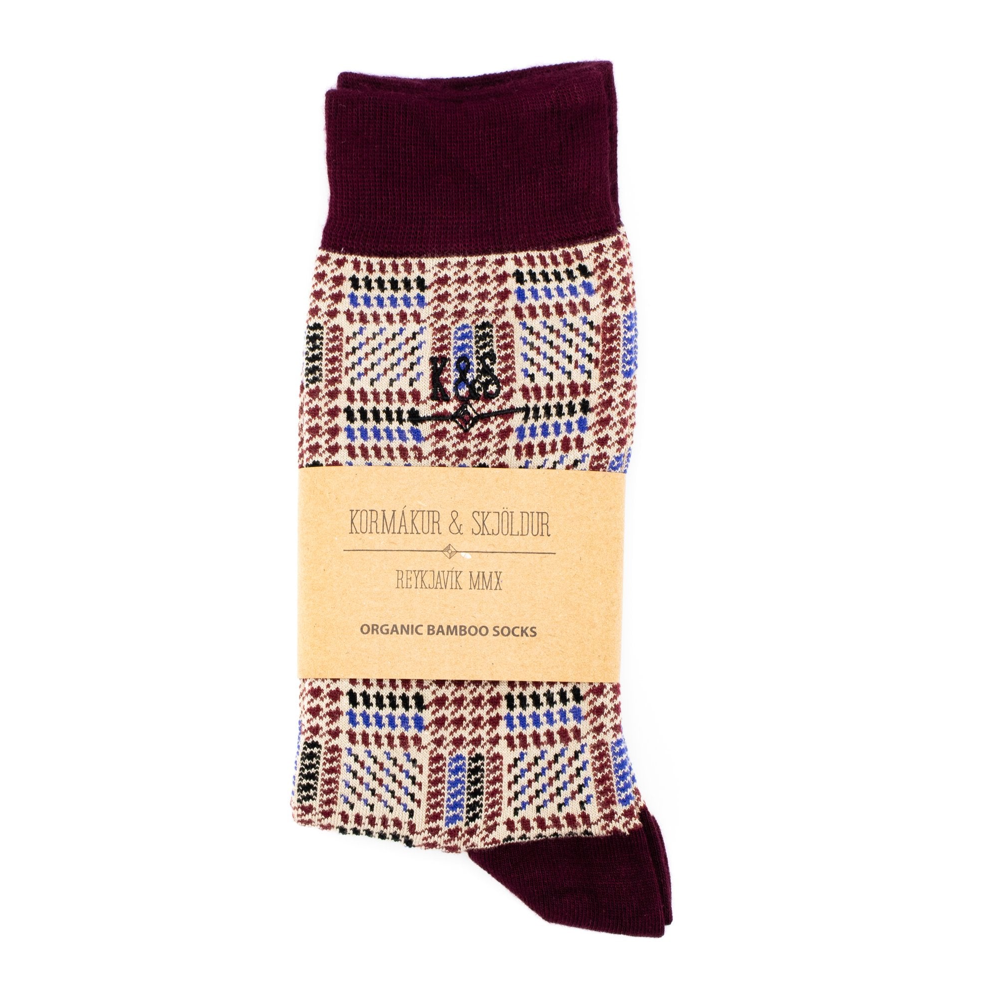 K&S SOKKAR - VÍNRAUÐIR OG KÖFLÓTTIR