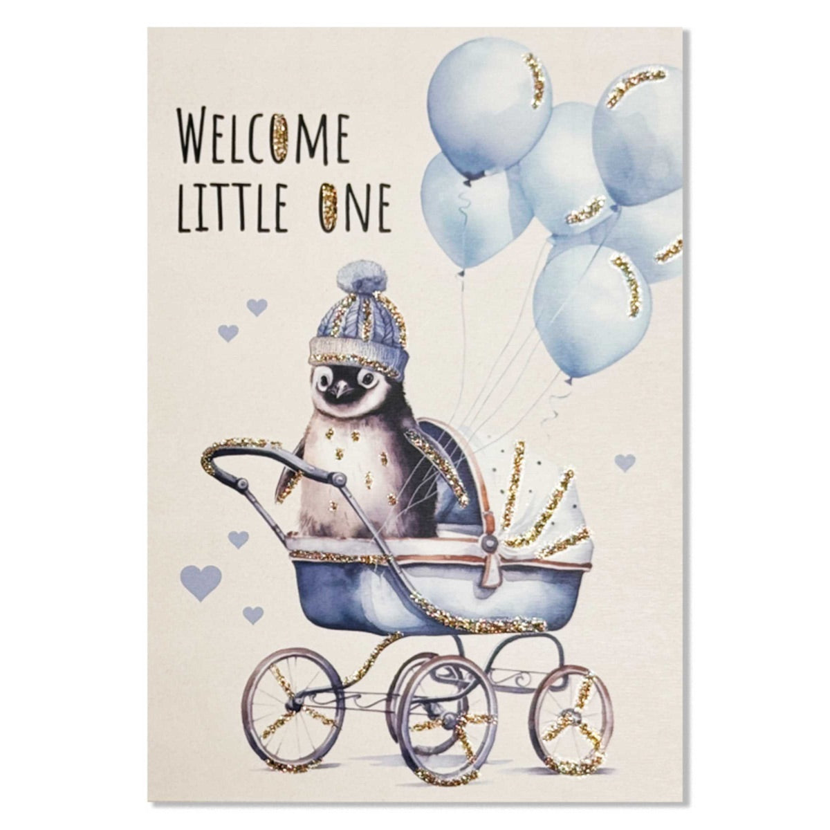 Kort - welcome little one blátt