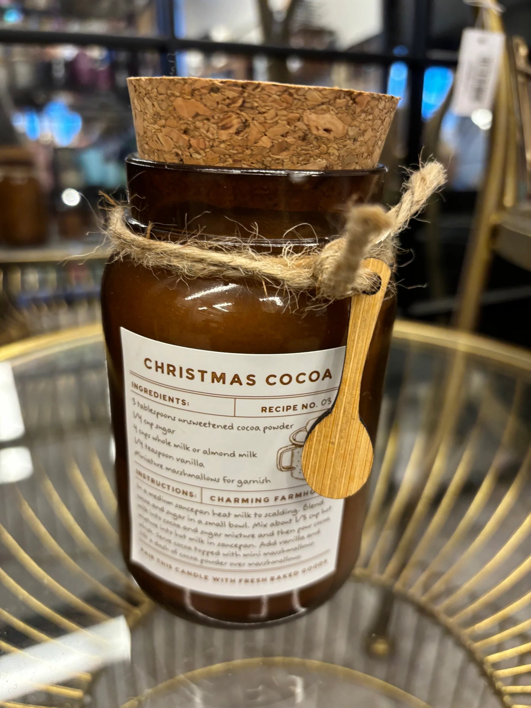 Christmas Cocoa kerti með uppskrift og skeið