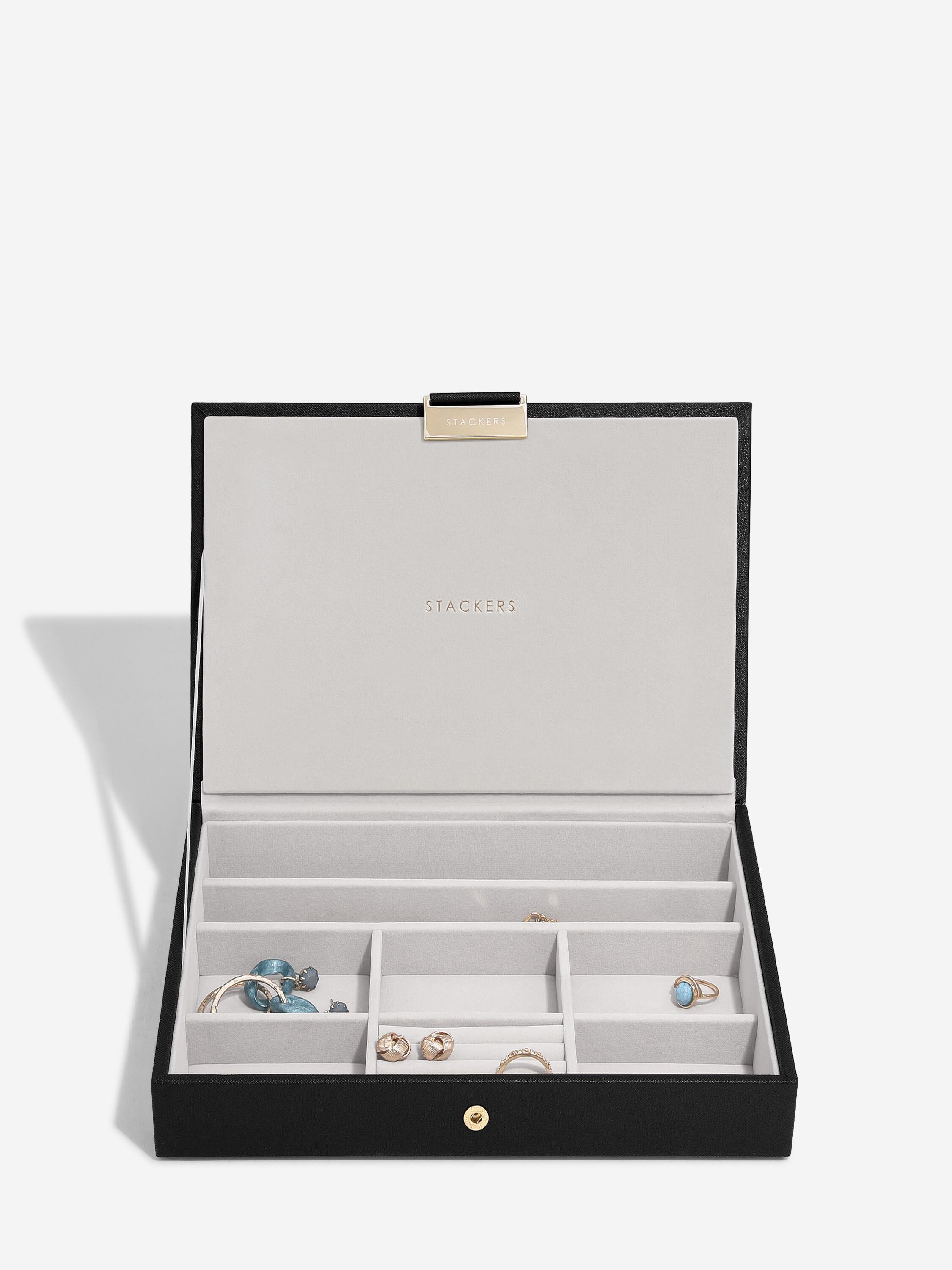 Classic skartgripaskrín með loki - Svart m.bastloki