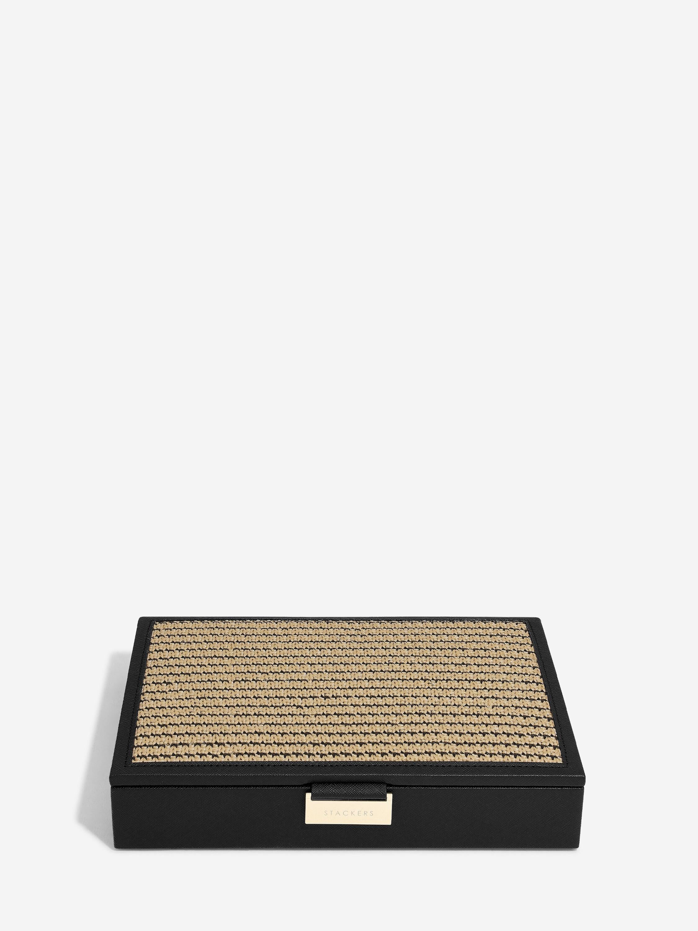 Classic skartgripaskrín með loki - Svart m.bastloki