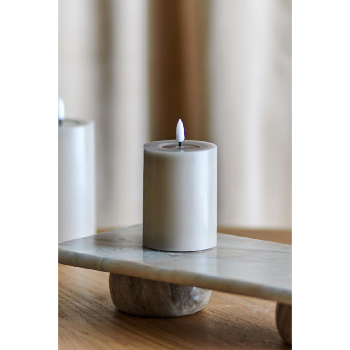 PONZA – LED kubbakerti, beige 7,5x10cm