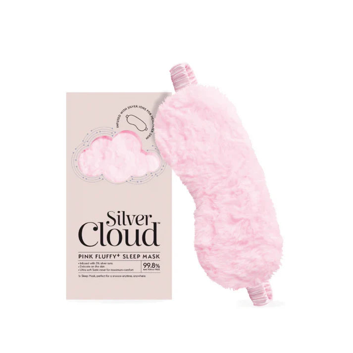 Silver Cloud satín silki svefngríma - Bleik fluffy