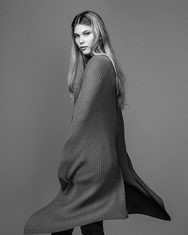 Alpaca Rib Cape - Navy Rib