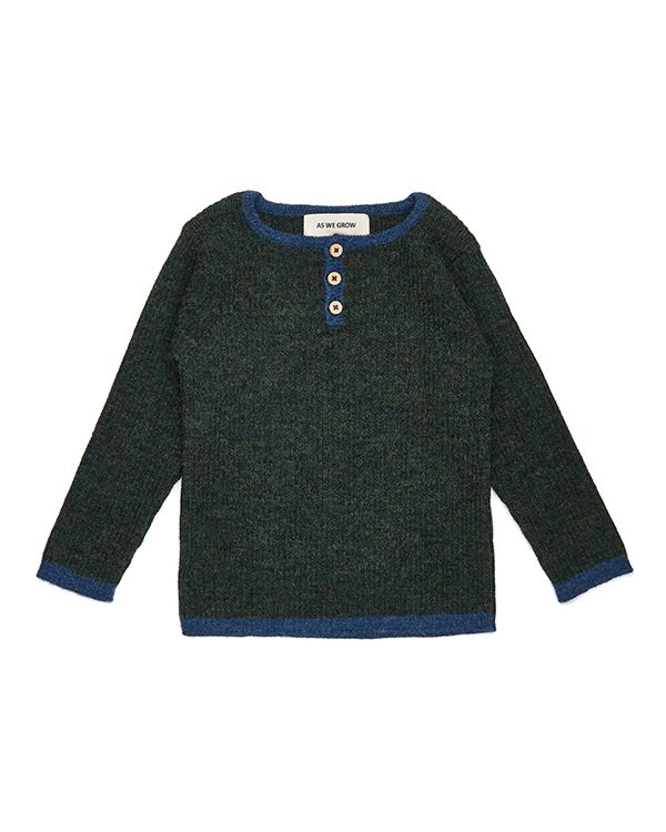 Grandpa Sweater - Moss green/blue lining