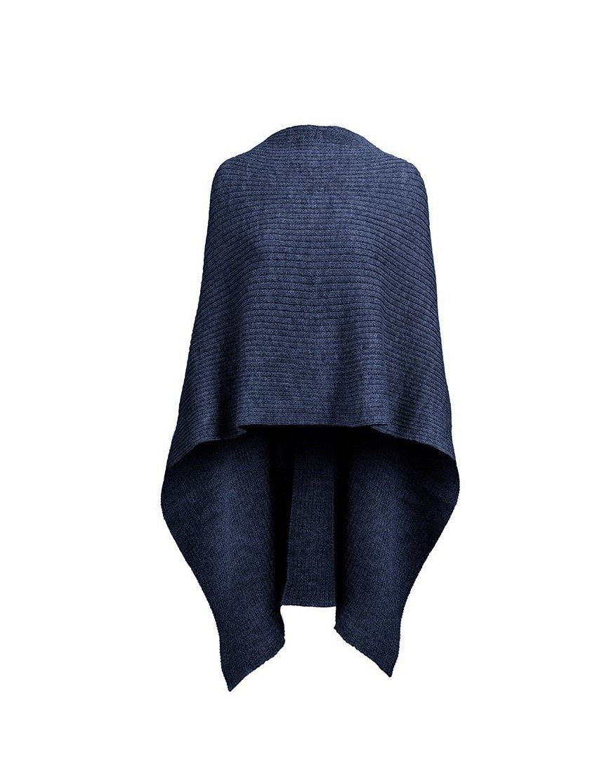 Alpaca Rib Cape - Navy Rib