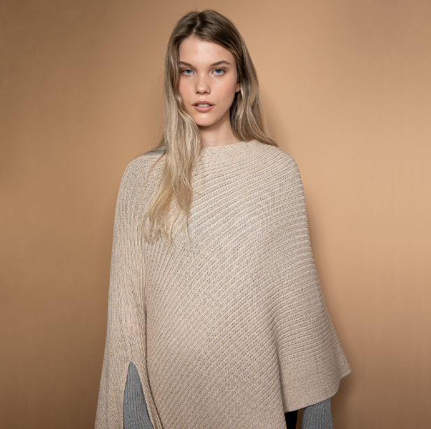 Alpaca Rib Cape - Sand/Brown